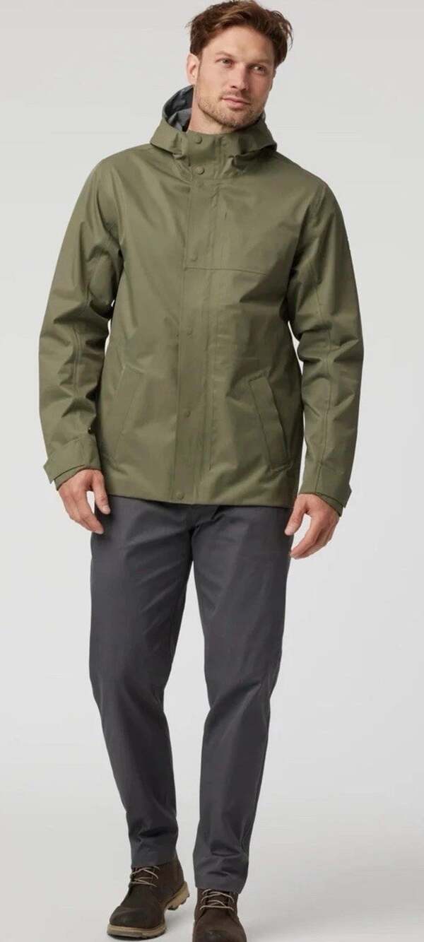 VUORI Tuuli Men's Hooded Rain Coat Size L RETAIL $258 Waterproof Jacket Green